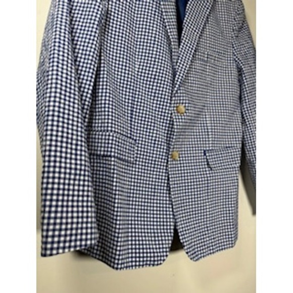 Crown & Ivy Kids Blue Gingham Check Two Button Blazer Jacket Size 14 Easter - Picture 4 of 7